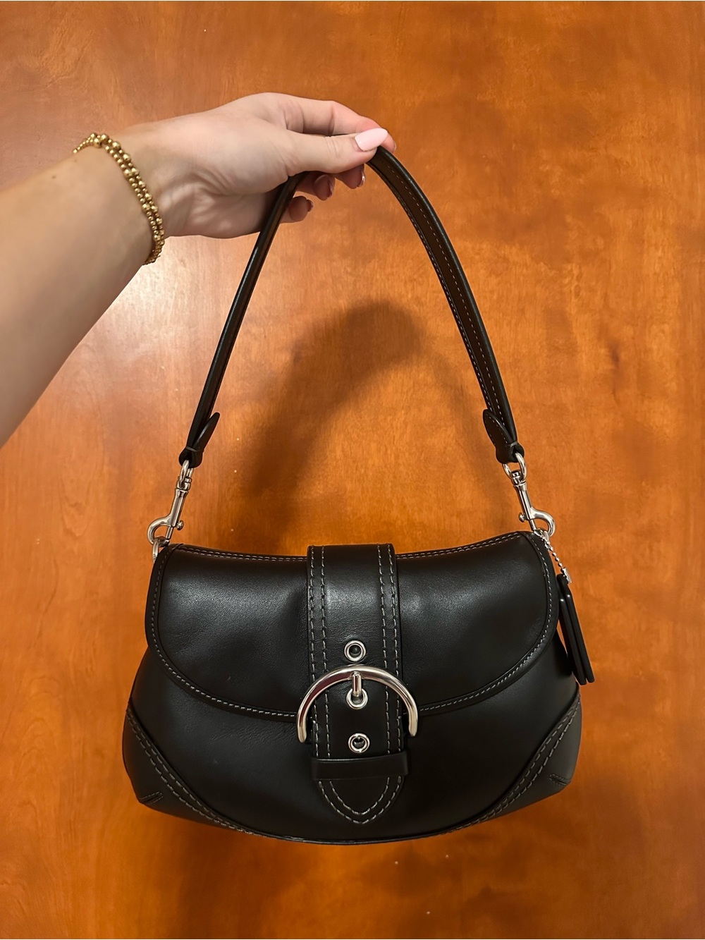 Coach Black Shoulder Bag with Silver Hardware